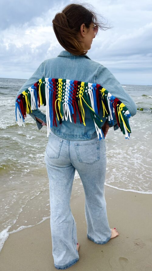 Jeansowa katana z makramą Vintage II