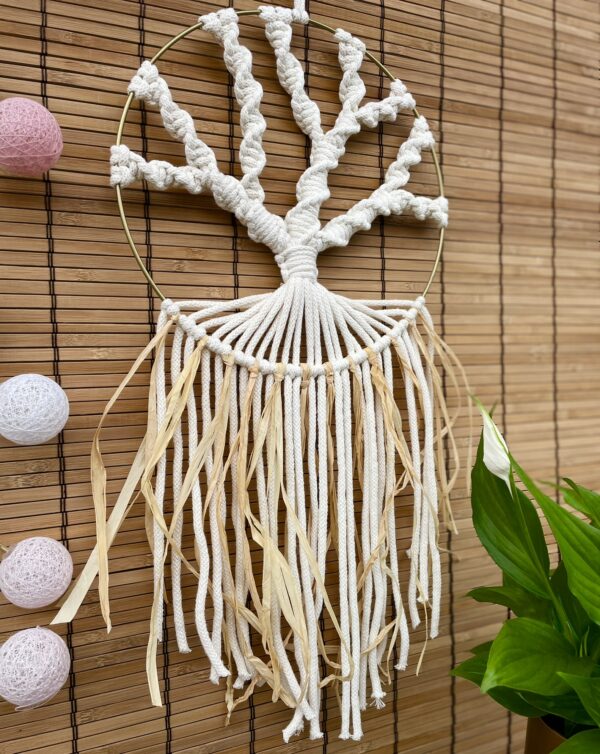 Makramowe drzewko szczęścia z rafią