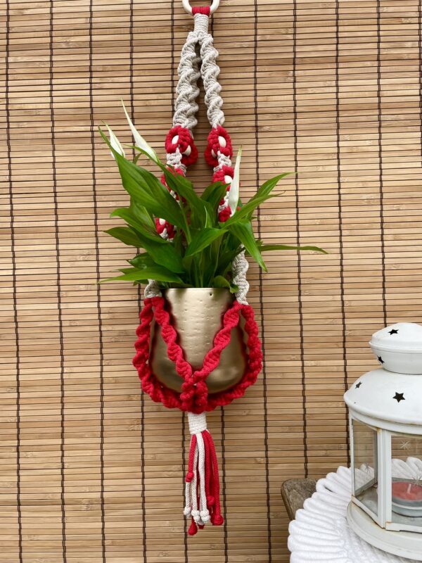 Kwietnik DAISY czerwono-beżowy