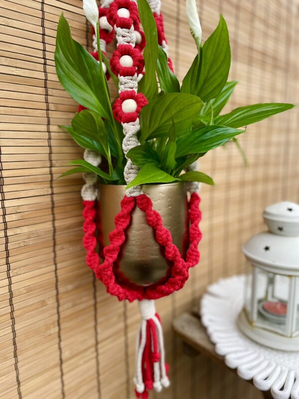 Kwietnik DAISY czerwono-beżowy