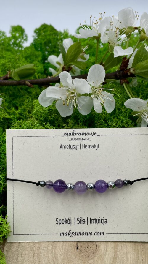 Bransoletka z ametystem i hematytem