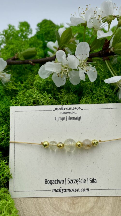 Bransoletka z cytrynem i złotym hematytem