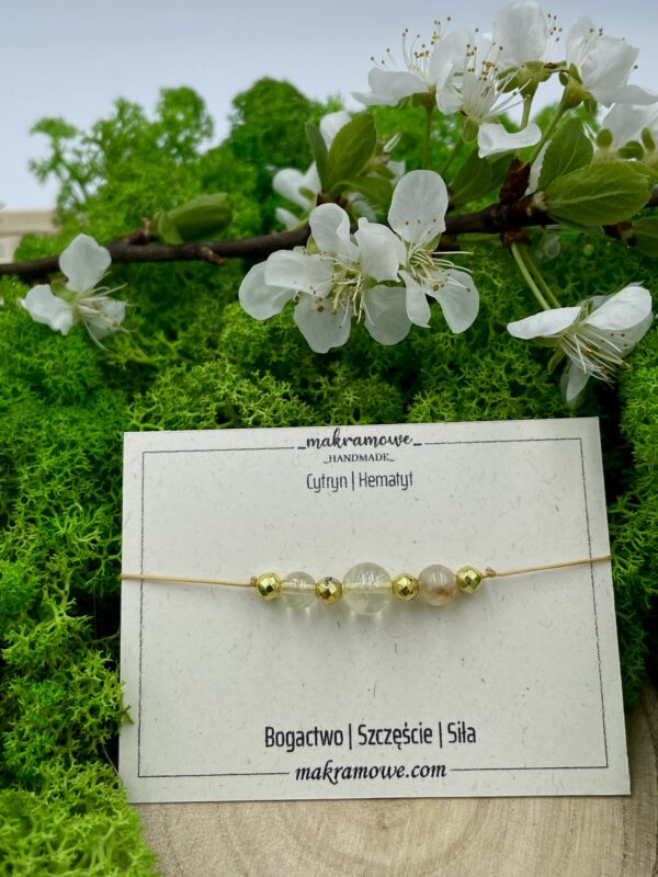 Bransoletka z cytrynem i złotym hematytem