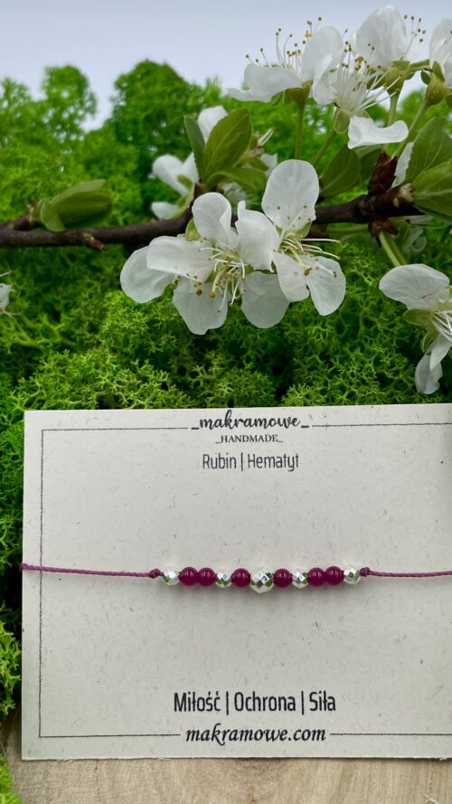 Bransoletka z rubinem i hematytem