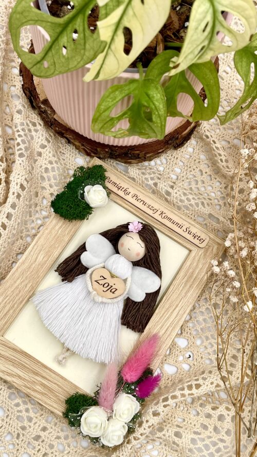 Personalizowana Pamiątka Pierwszej Komunii Świętej | Ramka z Aniołkiem